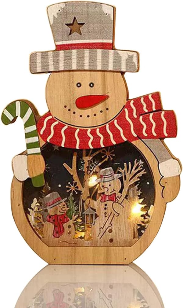 Trä Tomte LED Belyst Juldekoration
