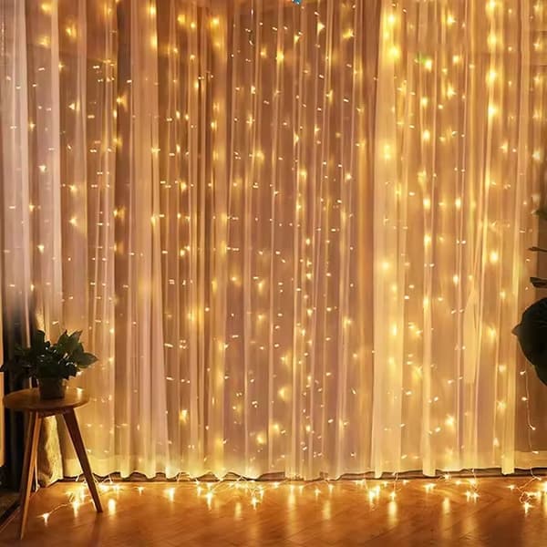 God Jul Gardinkrans, 2m lang, 100 LED-lys