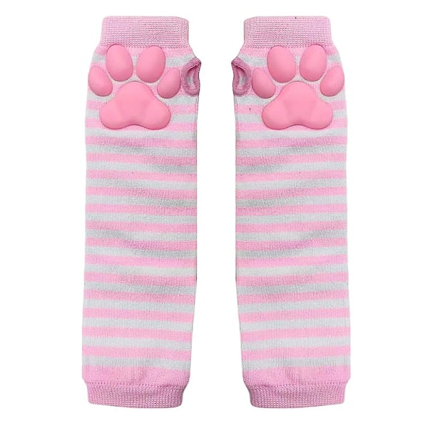 Kawaii Kattepote Votter Søte Myke 3D Tær Bønner Fingerløse Hansker Katteklo Poter Pads Ermer Katte Cosplay Tilbehør (W)