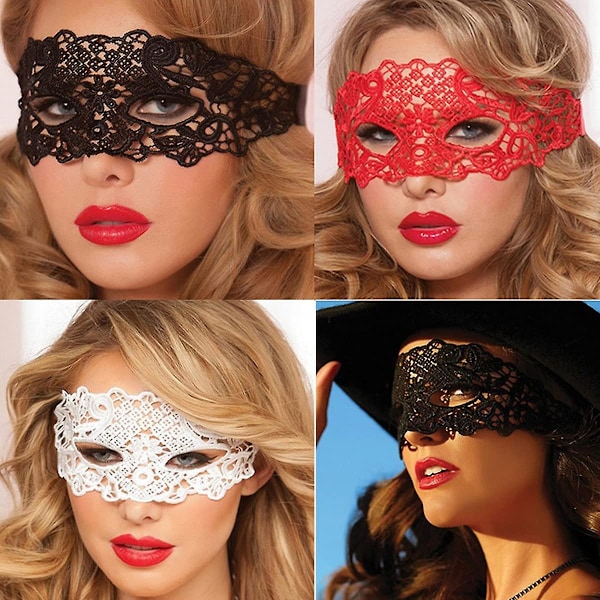 3-pakks Masquerade Kostymemaske Halv Ansikt Sexy Blondermaske Fest Prom Masquerade Halloween Maske [FW]