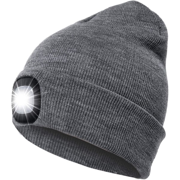 LED Hat with 3 Brightness Levels, Men's and Women's Hat, Lamp, USB Rechargeable Running Hat, Winter Warm Hat