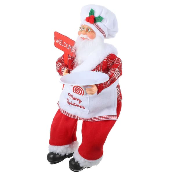 Jultomte-figur för dekoration, röd sittande plaststaty