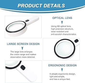 Förstoringsglas 30x Dubbellins 12 LED-lampor Handhållet