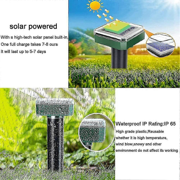 6 st Solar Ormavvisare för Utomhusbruk, Ormavvisare Ultraljud Solar, Ormavvisare för Utomhusbruk (Fww) 2pcs