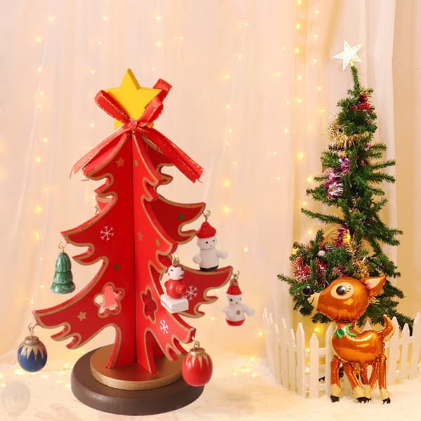 Miniatyr Julgran i Trä, 10cm, 6-pack