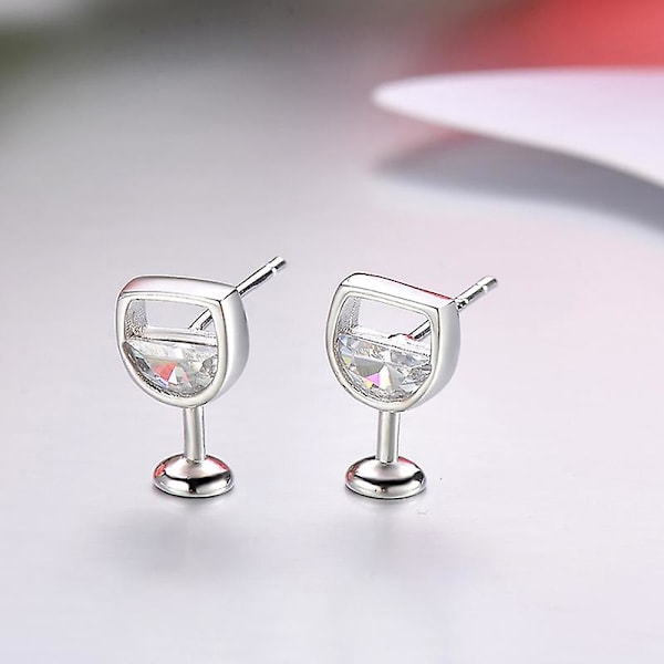 1 Par Snygga Örhängen Cubic Zirconia Vinglas Cubic [FW] Silver