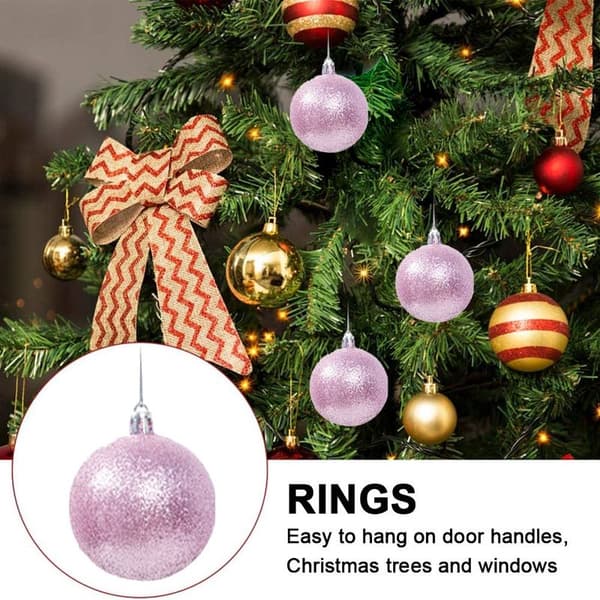 Rosa hängande julkulor för träddekoration - 12-pack