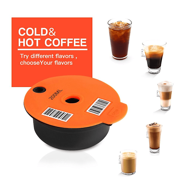 Återfyllningsbara Kaffe Kapslar för Tassimo BOSCH Maskin Återanvändbara Kaffe Pod Eco-vänliga 200ML