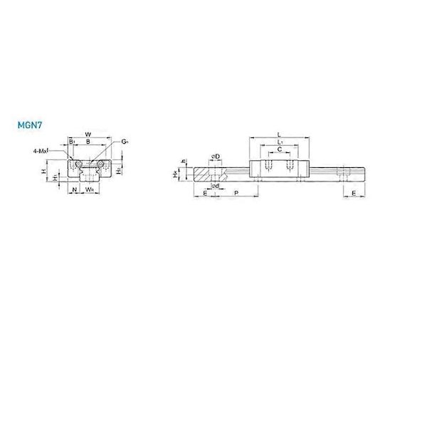 1 stk 7mm Lineær Guide Miniaturskinne MGN7 150mm Lineær Skinne og 1 stk MGN7H Miniaturskinnesklie