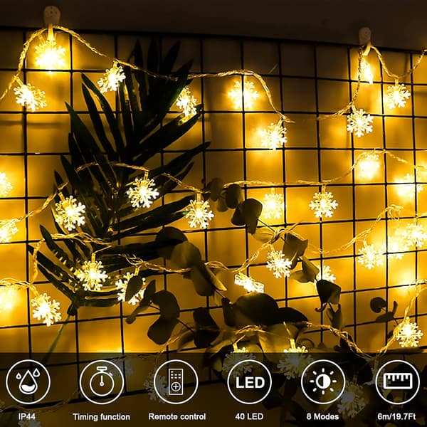 USB-driven 6M 40 LED Jul Snöflingor Ljusslinga