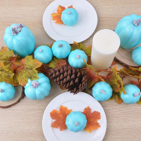 Græskardekoration til Thanksgiving (blå): sød, farverig, bærbar og alsidig (W)