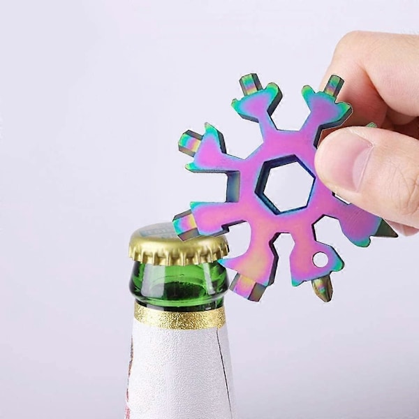 18 i 1 Utomhus Bärbar Rostfritt Stål Verktyg Snöflinga Multiverktyg Kit (W)
