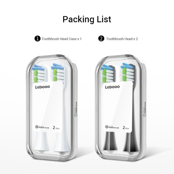 HUAWEI HiLink Lebooo Sonic -sähköhammasharjan vaihtopää hammashoitoon, 2 kpl/pakkaus (V)