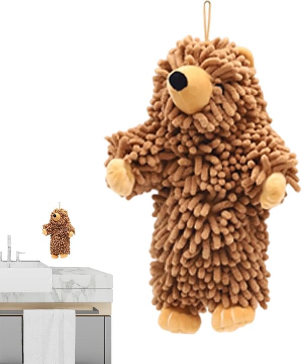 Chenille-servietter med tegneseriemønstre, absorberende og dekorative, med søde dyr til badeværelset og toilettet (W)