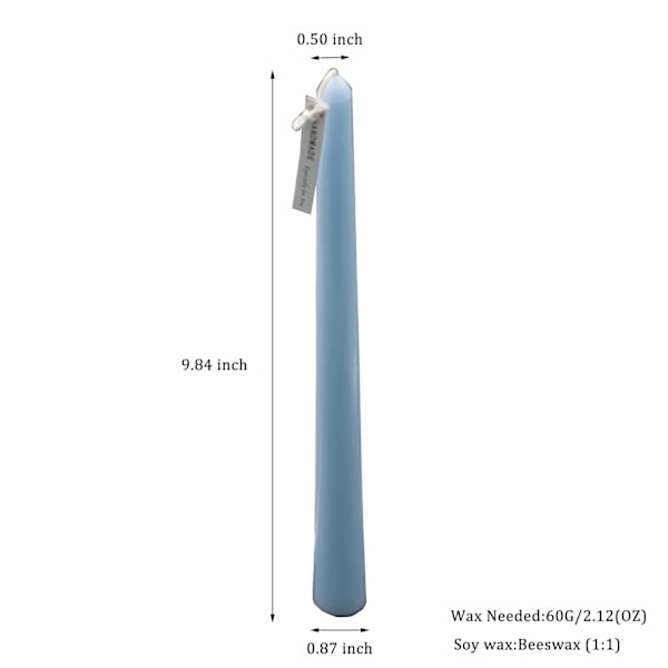 Plastik Lysestøbeforme til Lysfremstilling Klassisk Lang Tilspidset Form - Højde: 24,99 cm, Topdiameter: 1,27 cm (B)