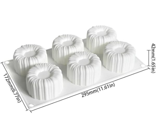 Silikonmousse kakeform, 6 hulrom, varmebestandig, puddingform (W)