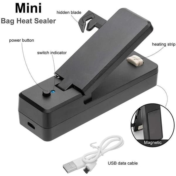 Kompakt Portabel USB Uppladdningsbar Matförseglare för Små Mängder
