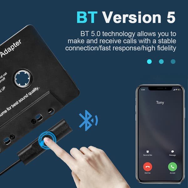 Trådløs kassettadapter Bluetooth 5.0 bil MP3-radiospiller