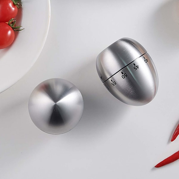 Mekanisk kökstimer äggtimer rostfritt stål Silver