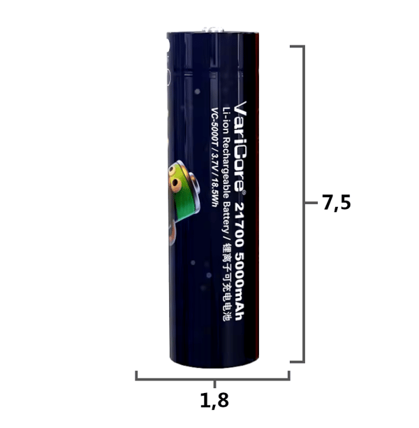 VariCore VC-5000T 21700 Li-ion-batteri 3,7 V 5000 mAh med USB-C