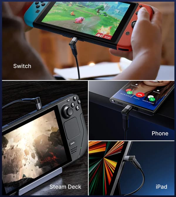 JSAUX 90 graders manlig vinkelanslutningssats för Steam Deck Tablet-konsol