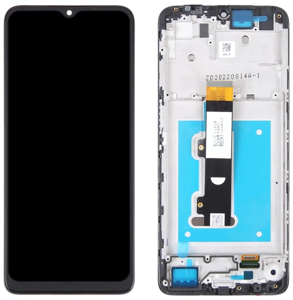 Original LCD-display med pekskärm och ram för Motorola Moto E22/E22i, renoverad, svart