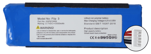 Batteri till JBL Flip 3 högtalare GSP872693, 3000 mAh, 3,7 V