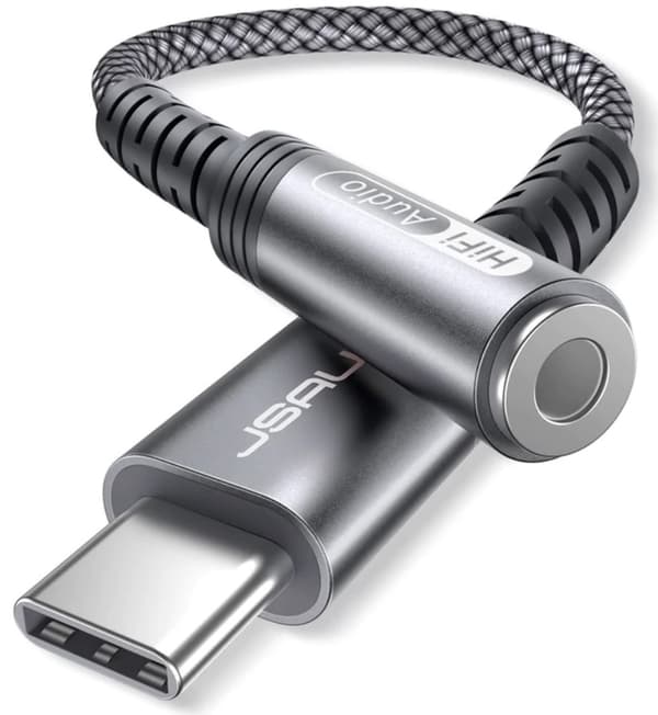 JSAUX USB-C till 3,5 mm ljudadapter med DAC, honkontakt, 10 cm