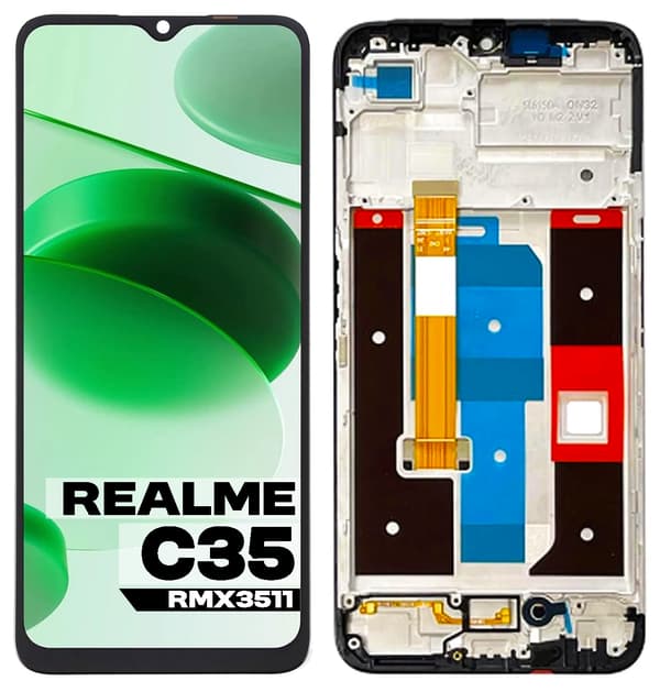 Original LCD-display med pekskärm och ram för Realme C35 RMX3511