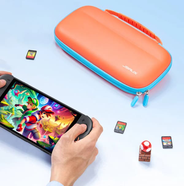 Orange JSAUX ultratunt lättviktsfodral för Nintendo Switch 2-konsolen
