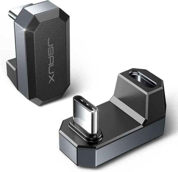 JSAUX USB-C-adapter 180° hane till hona, 2-pack, silver