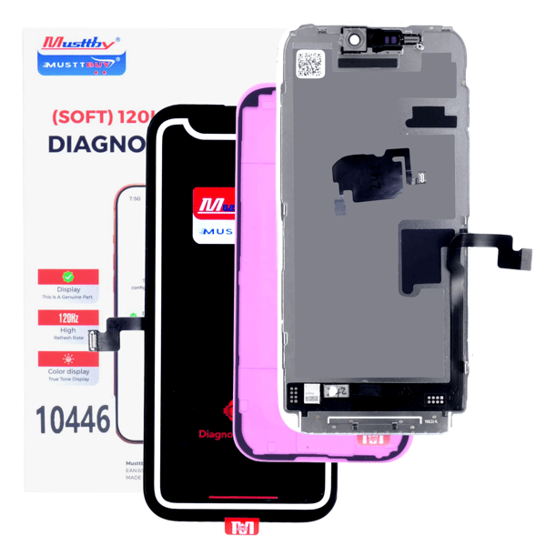 Skärm till iPhone 16 Pro Max 120 Hz Soft OLED med Diagnostic Flex
