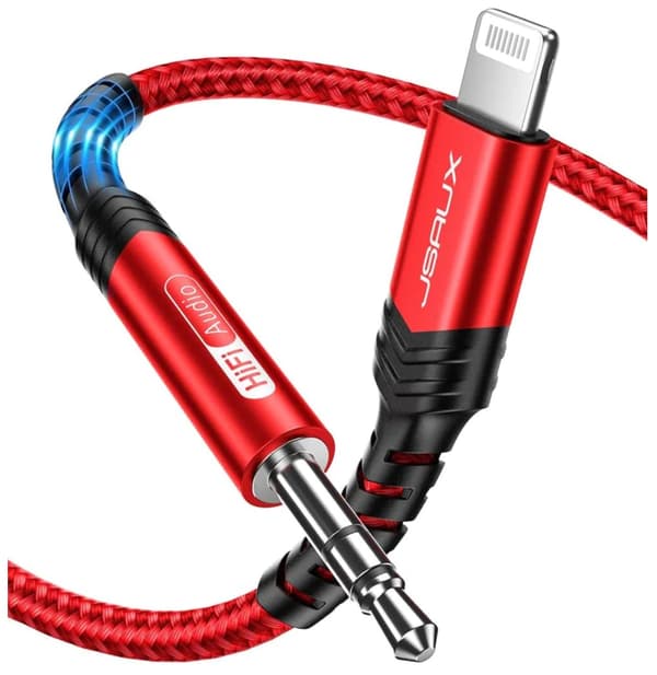 JSAUX CL0064 ljudkabel Jack 3,5 mm till Lightning AUX iPhone iPad MFI 1,8 m