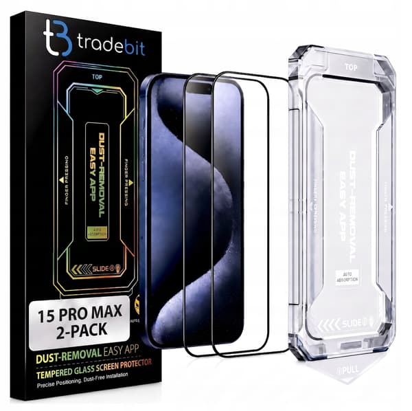 2-pack härdat skärmskydd 9H för iPhone 15 Pro Max med applicator
