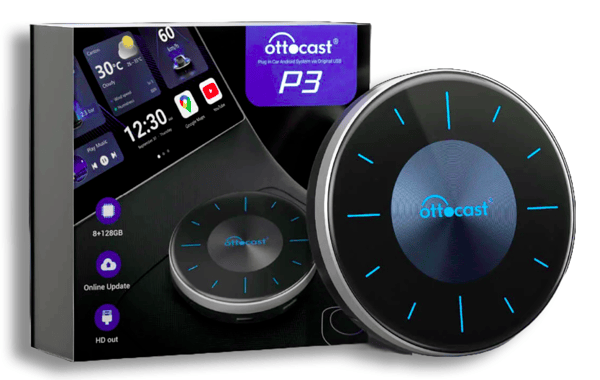 Ottocast P3 Trådlös adapter 8G/128G Carplay/Android Auto SIM-kort
