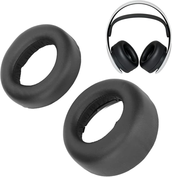 Ersättningskuddar till Sony PS5 Wireless PULSE 3D, proteinläder, svarta
