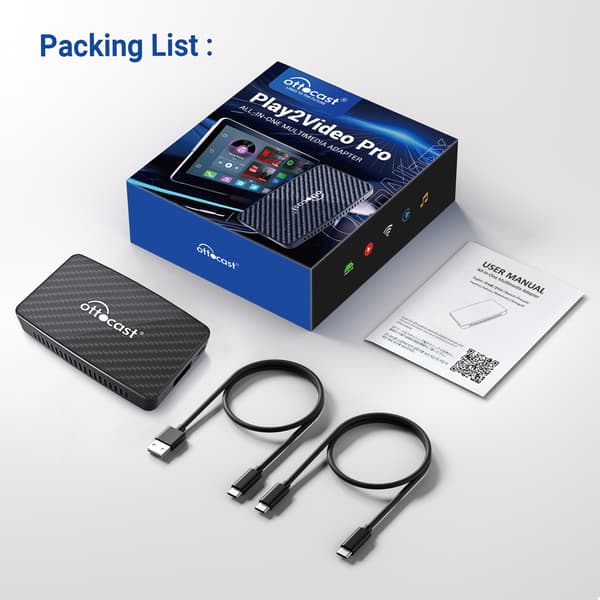 Biladapter Ottocast Play2Video Pro Carplay/Android Auto Android 12