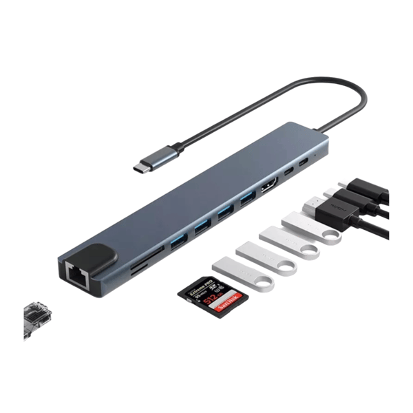 USB-C Dockningsstation 10-i-1 med HDMI 4K, USB 3.0, LAN och PD 87 W