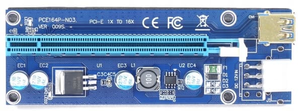 PCIe Riser 1x till 16x USB 3.0, SATA/6-pin, modell 009S, 8-pack