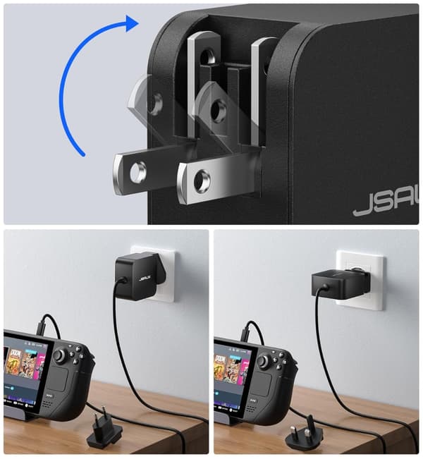 JSAUX strömadapter USB-C 65W Reseadaptrar US UK EU Plug
