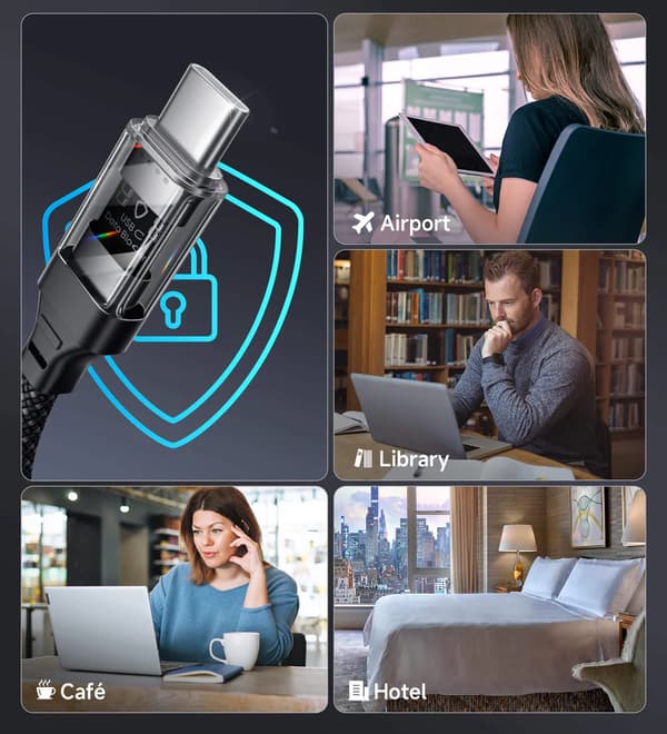 Transparent datablockerare JSAUX USB-C till USB-A-kabel 2m