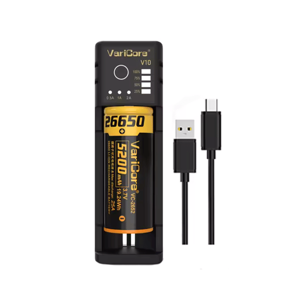 VariCore V10 universell batteriladdare för AA, AAA, 18650, 21700 och 26700, USB