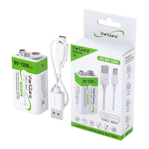 VariCore VC-9V 1200-USB Li-ion-batteri 9 V, 1200 mAh