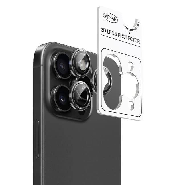 Skyddsglas för kameraobjektiv till iPhone 15 Pro/15 Pro Max med applikator