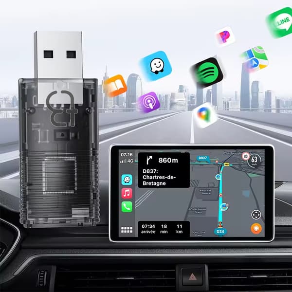 Trådlös adapter TB NANO för Apple CarPlay / Android Auto Transparent
