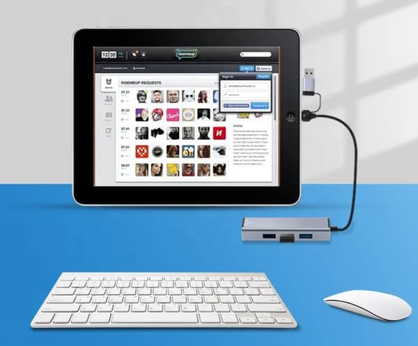 USB-C/USB-A HUB med RJ45 LAN 100 Mbps och USB 3.0, 2x USB-portar
