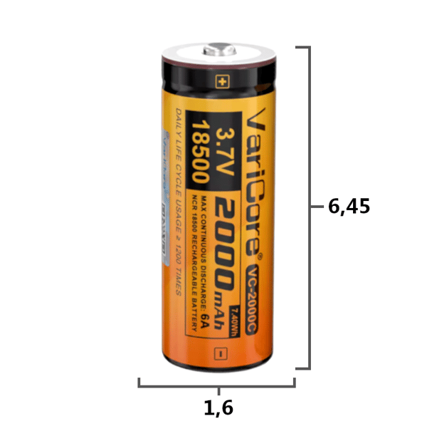 VariCore VC-2000C Plus 18500 Li-ion batteri 3,7V 2000mAh
