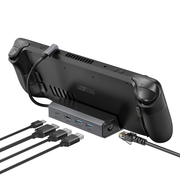 JSAUX HB0602 USB-C till Steam Deck HUB HDMI 4K USB-A RJ45 Ethernet 100 Mbps