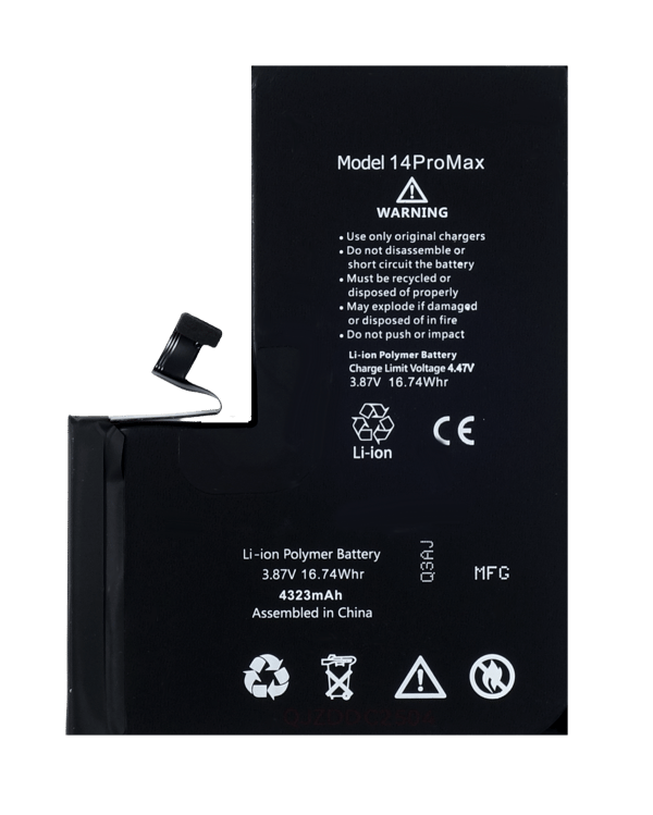 REPART Batteri för iPhone 14 Pro Max, 4323 mAh, diagnostiserbart, med lim
