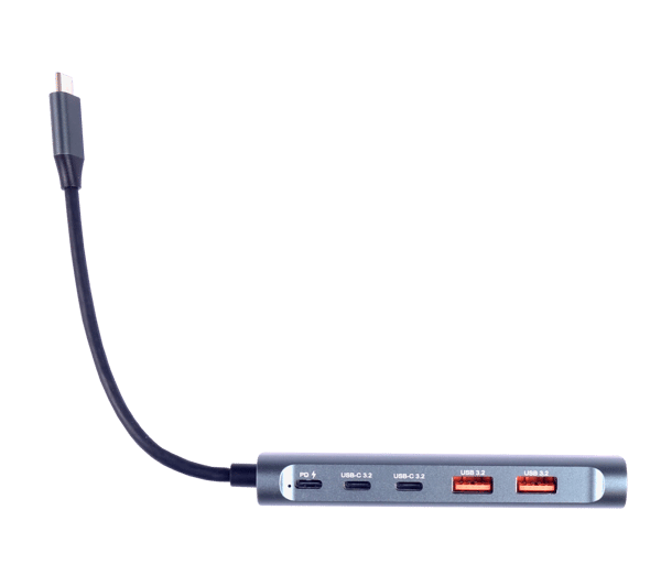 Tradebit USB-C-dockningsstation 6-i-1, HDMI 4K 60 Hz, PD 100 W, 2x USB-C, 2x USB